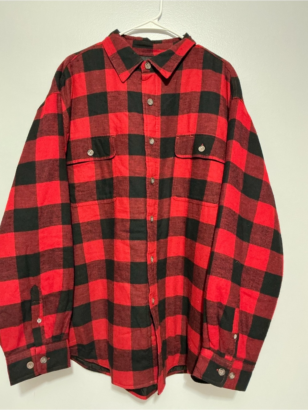 Puritan Men's heavy Red and Black Buffalo Plaid Flannel shirt size XL